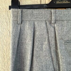 ZANELLA Men’s Light Gray Flannel Windowpane Pleated Tweed Luxe Pants - Sz 34/30